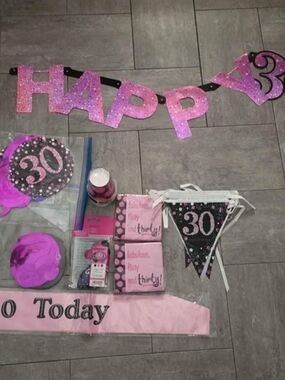 Pink "30" Birthday Party Decorations Set - Party Supplies